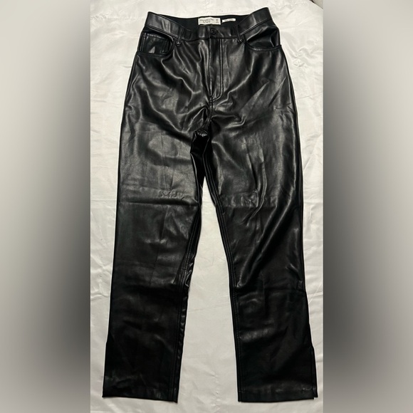 Abercrombie & Fitch Curve Love 90s Faux Leather High Rise Straight Pants 29 - Picture 4 of 14